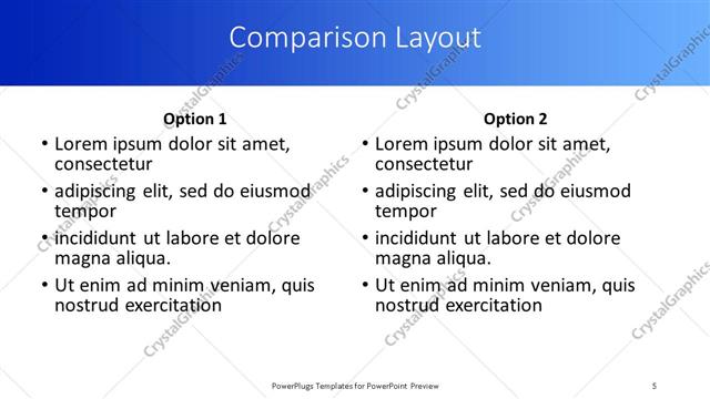 Comparison presentation slide layout