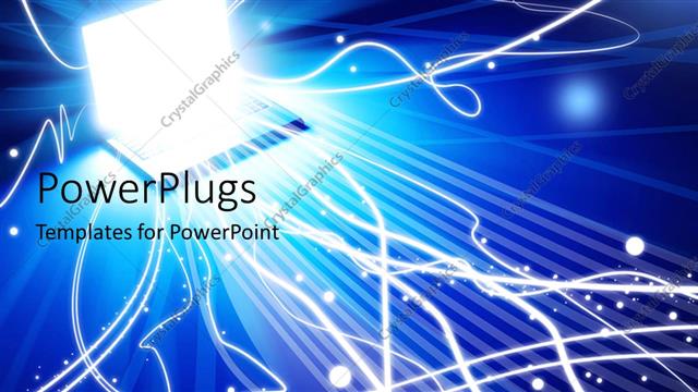  Presentation with lines - A laptop connected to a number of lines with place for text