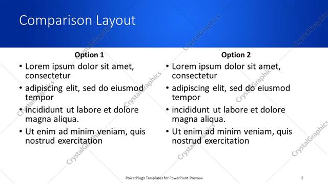 Comparison presentation slide layout