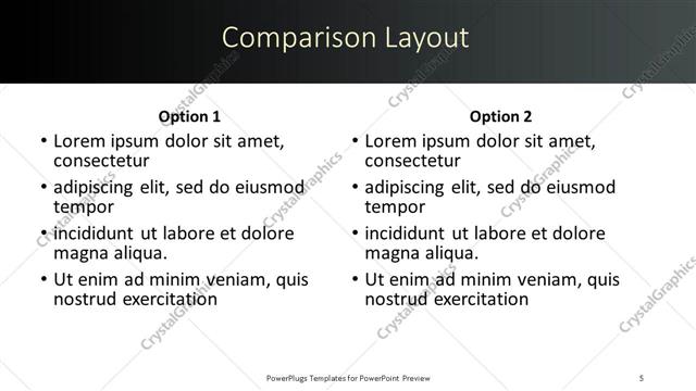 Comparison presentation slide layout