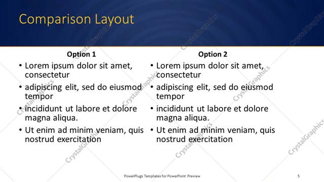 Comparison presentation slide layout
