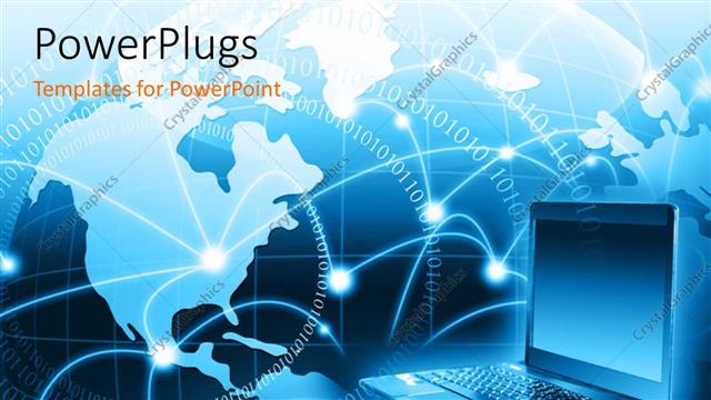  Presentation with laptop - A laptop with a globe in the background