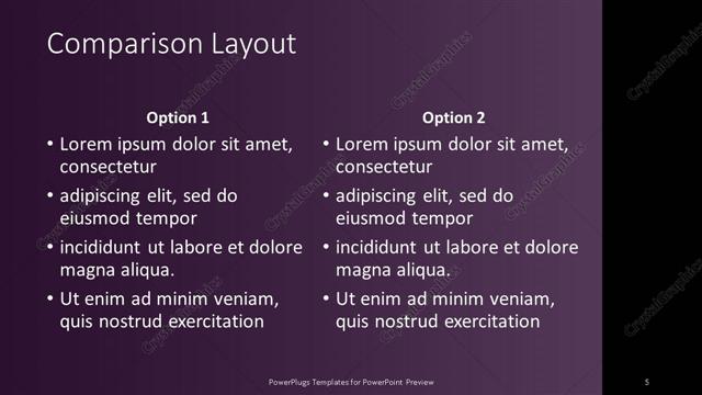 Comparison presentation slide layout