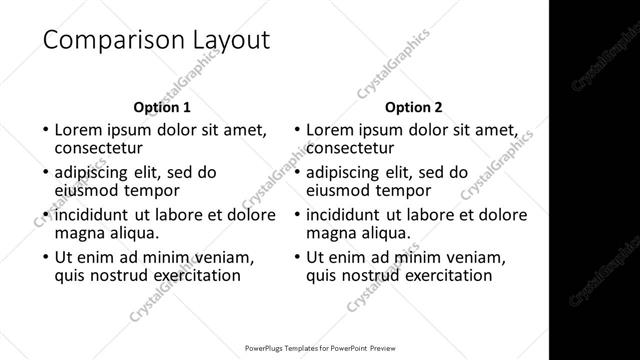 Comparison presentation slide layout