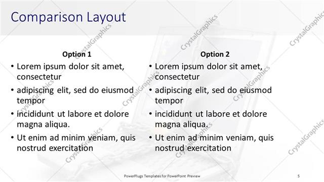 Comparison presentation slide layout