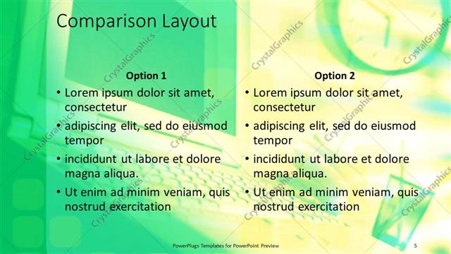 Comparison presentation slide layout