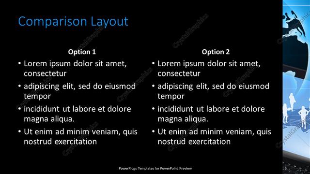 Comparison presentation slide layout