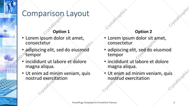 Comparison presentation slide layout