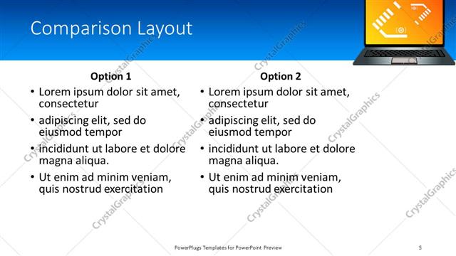 Comparison presentation slide layout