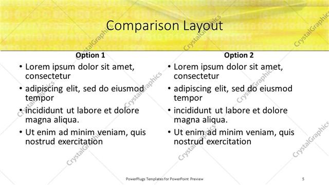 Comparison presentation slide layout