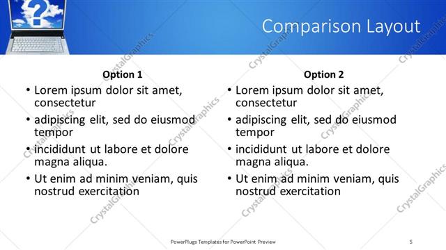 Comparison presentation slide layout