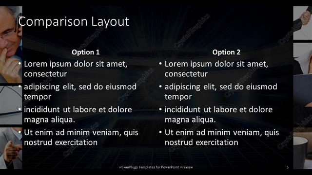 Comparison presentation slide layout