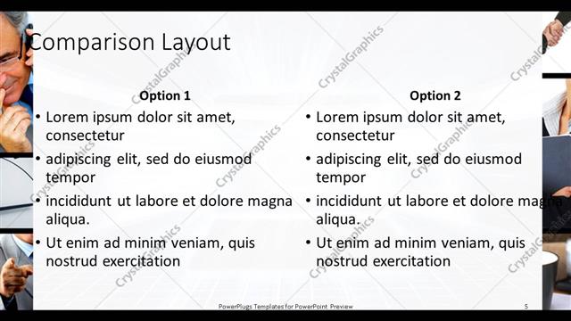 Comparison presentation slide layout