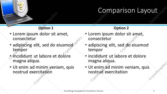 Comparison presentation slide layout