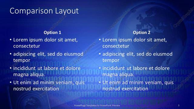 Comparison presentation slide layout