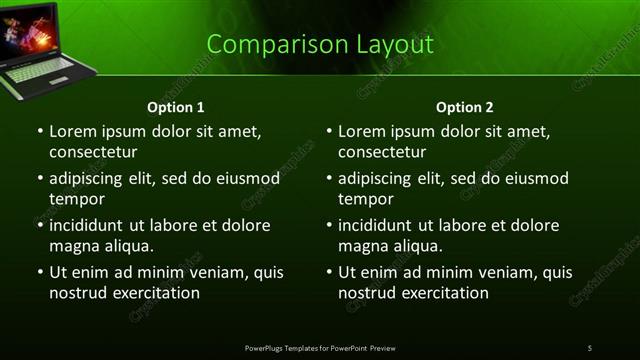Comparison presentation slide layout
