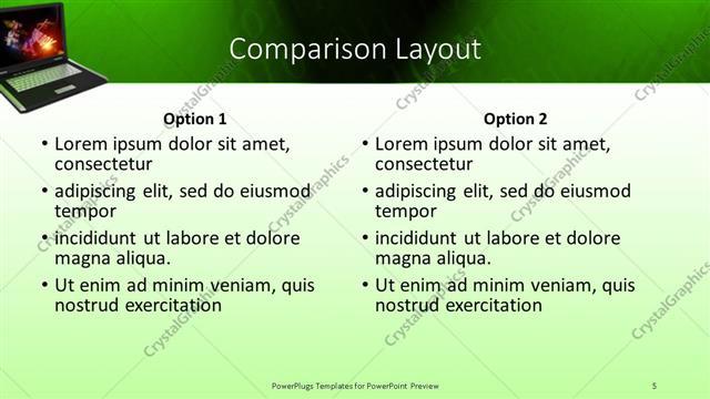Comparison presentation slide layout