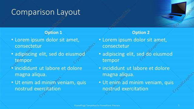 Comparison presentation slide layout