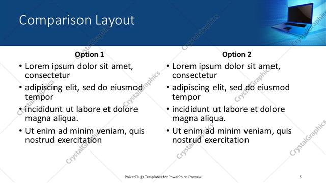 Comparison presentation slide layout
