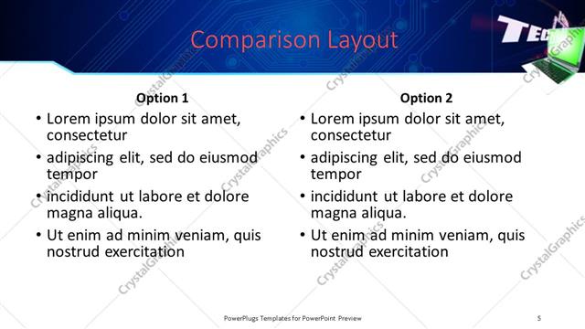 Comparison presentation slide layout