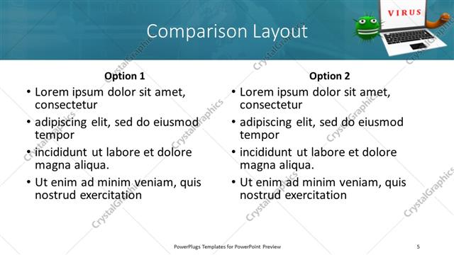 Comparison presentation slide layout