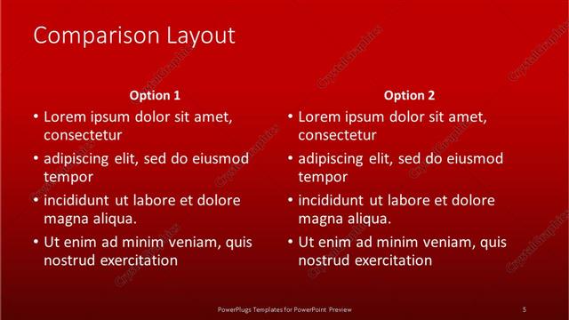 Comparison presentation slide layout