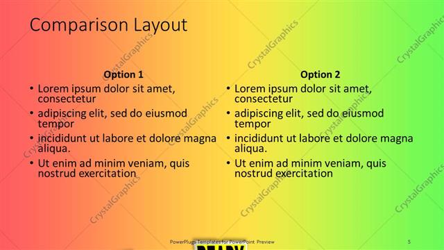 Comparison presentation slide layout