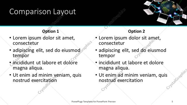 Comparison presentation slide layout