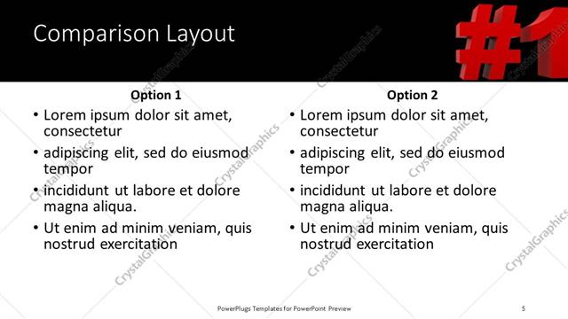 Comparison presentation slide layout