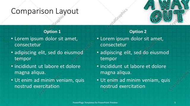 Comparison presentation slide layout