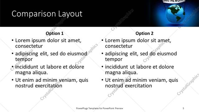 Comparison presentation slide layout