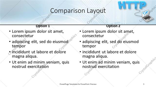Comparison presentation slide layout