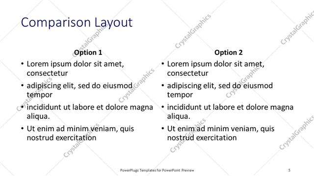 Comparison presentation slide layout