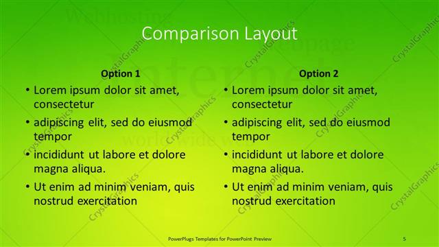 Comparison presentation slide layout