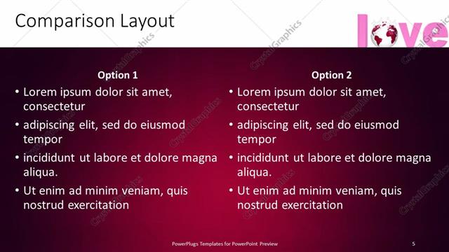 Comparison presentation slide layout