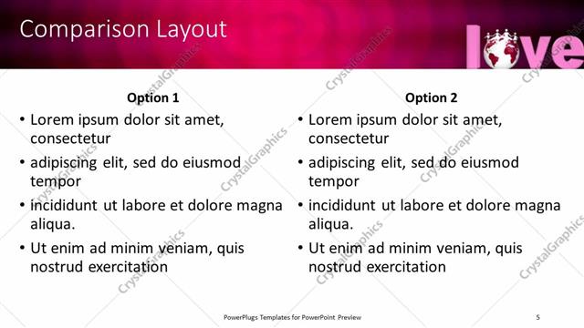 Comparison presentation slide layout