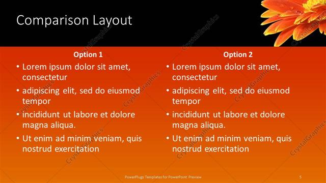 Comparison presentation slide layout