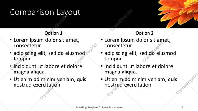 Comparison presentation slide layout