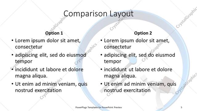 Comparison presentation slide layout