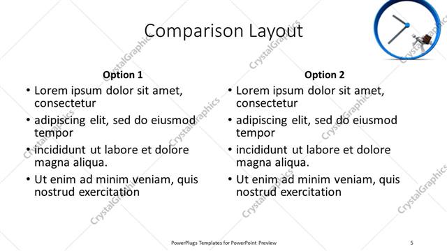 Comparison presentation slide layout