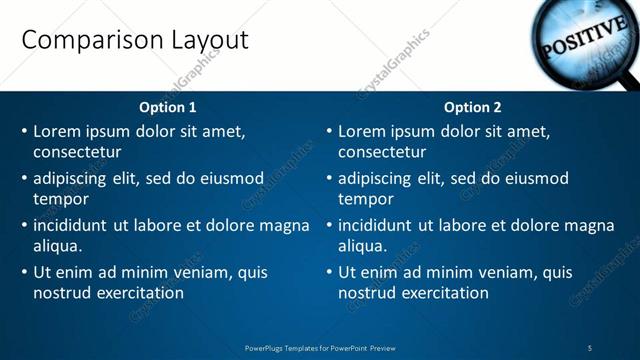 Comparison presentation slide layout