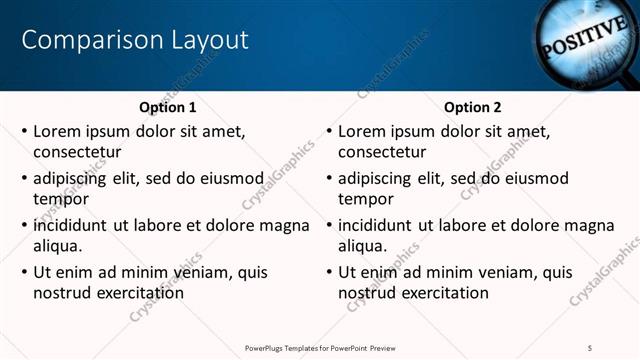 Comparison presentation slide layout