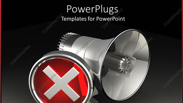  Presentation with stop - Large black mega phone with a red stop symbol