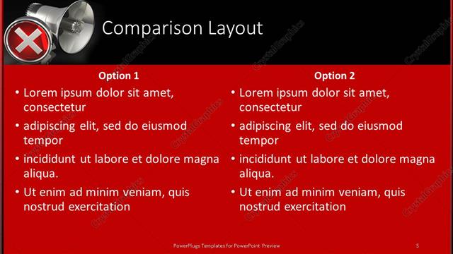 Comparison presentation slide layout