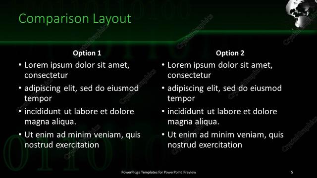 Comparison presentation slide layout