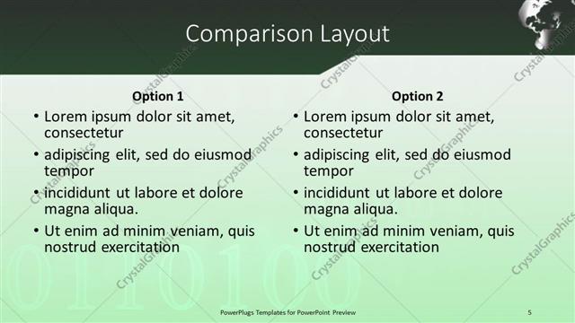 Comparison presentation slide layout