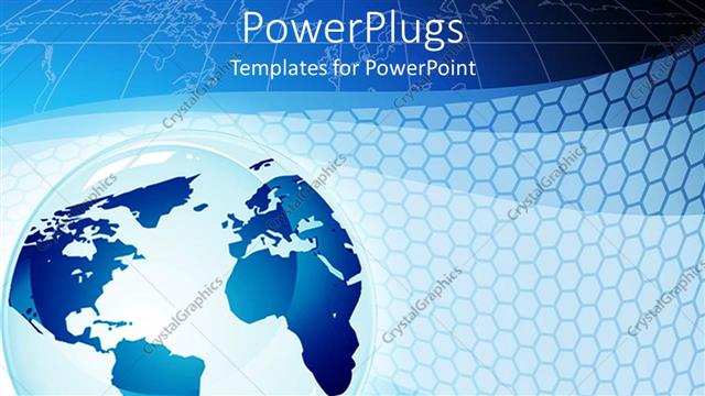  Presentation with earth planet globe - Large blue 3D globe on a blue map background