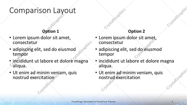 Comparison presentation slide layout