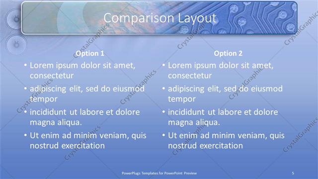 Comparison presentation slide layout