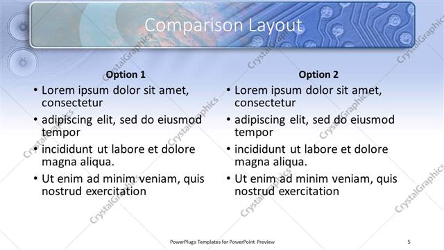 Comparison presentation slide layout